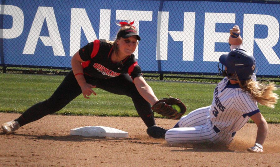 File Photo | The Daily Eastern News
Eastern’s Kayla Bear attempts to steal a base in a game at Williams Field last season. Eastern begins conference play this weekend against Murray State and Austin Peay at Williams Field.