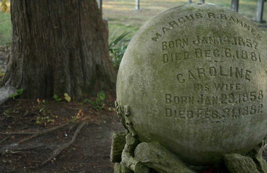 The tombstone of Caroline Barnes, who was accused of being a witch, at St. Omer Cemetary in Ashmore. According to Atlas Obscura’s website, Barnes would rise from the dead on her death date, so to prevent it, the date of death was engraved as Feb. 31. 