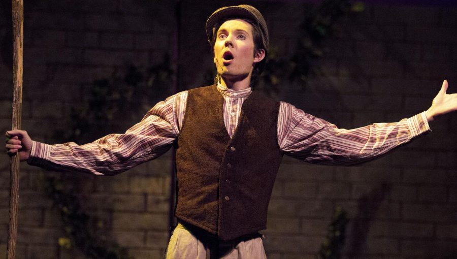 Dickon, played by graduate student Keegan Tucker, sings “Winter’s on the Wing” during “The Secret Garden” tech week rehearsals. Tuckers said he loves the camaraderie among cast members and is sad to see the performances end so soon.
