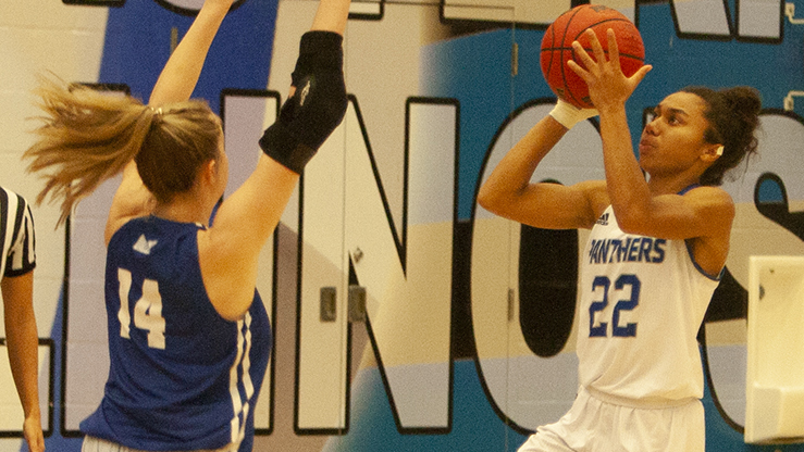 Eastern freshman Lariah Washington pulls up for a jump shot against Indiana State on Nov. 10 in Lantz Arena. The Panthers lost to the Sycamores 59-57.