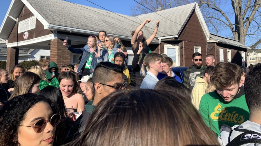 Students enjoy a beautiful Saturday afternoon for 2020 Unofficial St. Patrick’s Day celebration. Unofficial is an annual event in Charleston.