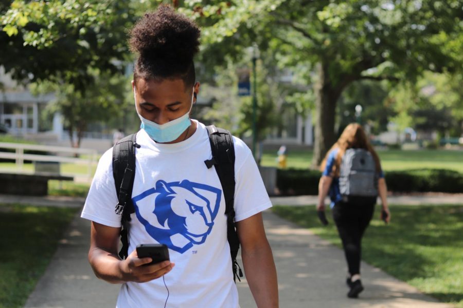 Ramsey Johnson, a freshman computer science major, walks to class on Aug. 26. He said his first week of classes were “not very extravagant.