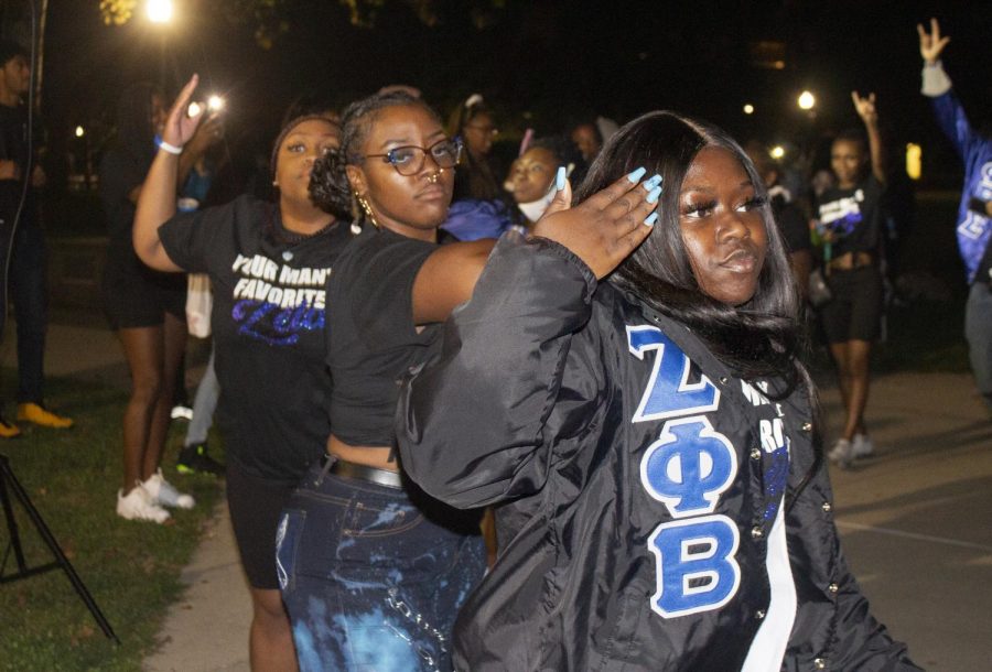 Eastern Illinois University’s Zeta Phi Beta Sorority Incorporated perform at the Meet the Greeks event held on  Sept. 10.