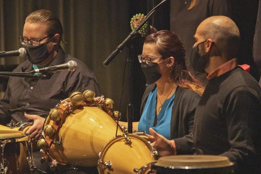Easten alumna Cheyenne Brickner, performs at the Percussion Ensemble Concert. The focus of the concert was Afro-Cuban music. 
