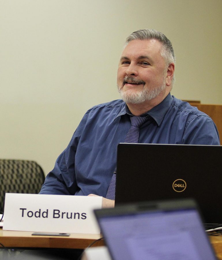 Faculty Senate Chair, Todd Bruns opens the Faculty Senate meeting with the executive reports at Tuesday afternoon. This meeting, the Senate talked about the recent mental health days and the recent Board of Trustees meeting. 