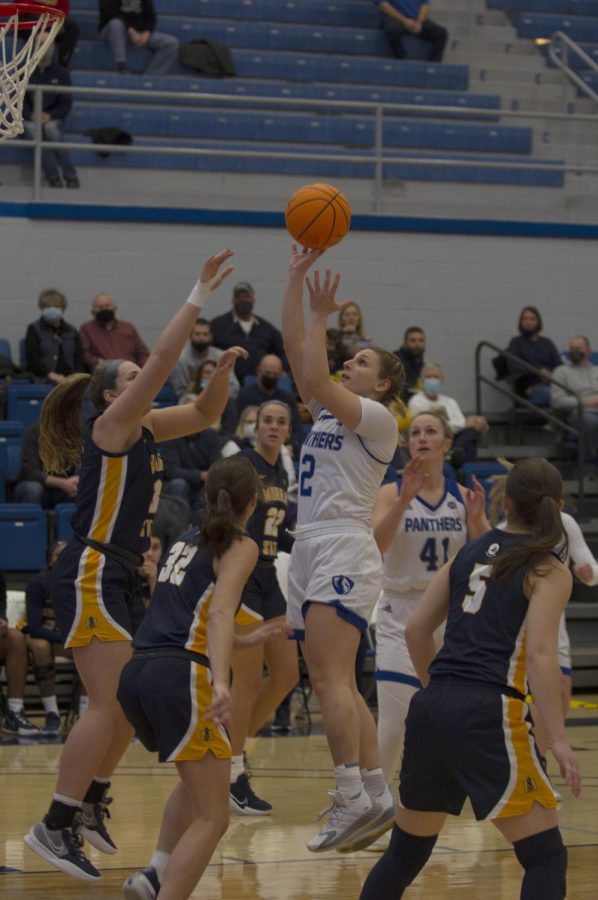 Eastern guard Jordyn Hughes attempts a layup in Easterns game against Murray State on Jan. 17 in Lantz Arena. Hughes scored 14 points in the game, which the Panthers lost 80-71. 