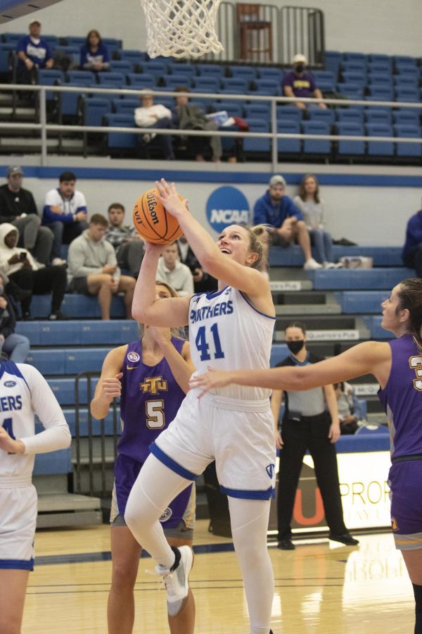 Eastern forward Abby Wahl attempts a shot in the paint in Easterns game against Tennessee Tech on Thursday in Lantz Arena. Wahl had 17 points in the game, which Eastern lost 65-56. 