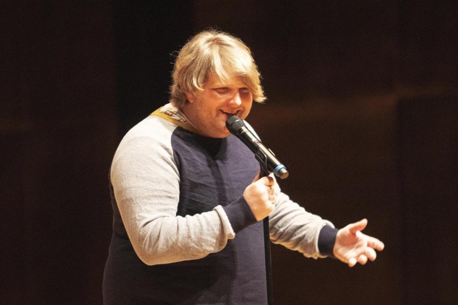 Keith Reza, a comedian who lives in Los Angeles, California, comes to the Autism Conference Comedy night to talk and joke about his personal experiences with autism and having Aspberger’s Syndrome on Thursday in Doudna Fine Arts Center.