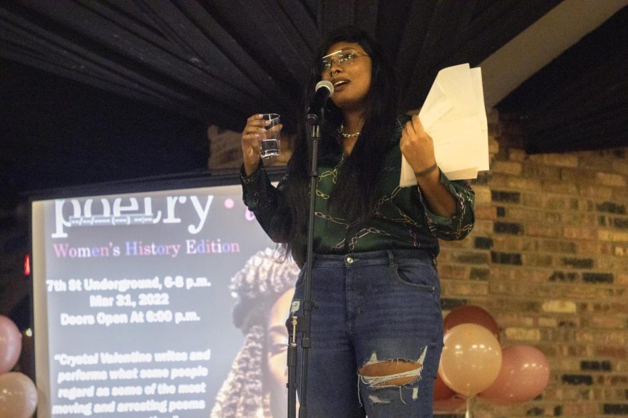Crystal Valentine, the guest speaker for the Poetry-ish Women’s History Month event, explains what she’s going to discuss in her next poems.
