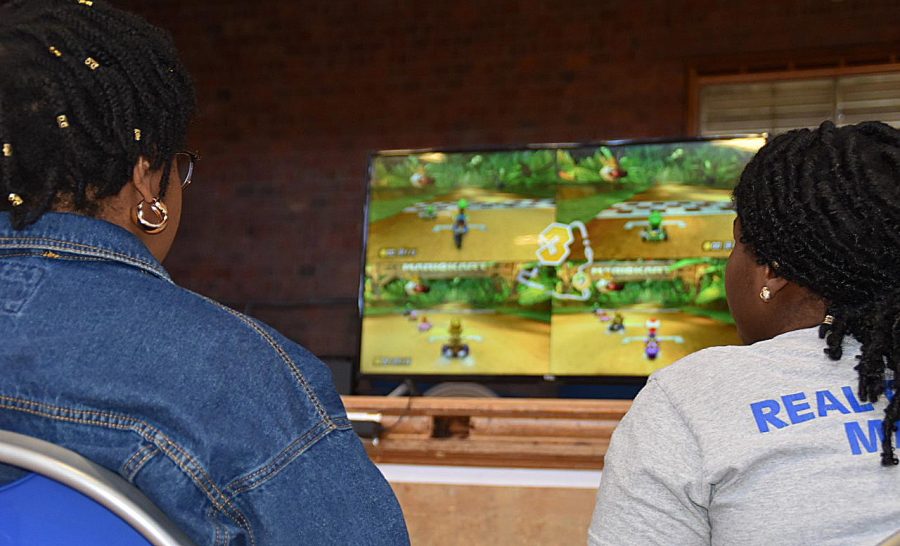 TRIO Fun Day participants play Mario Kart 8 on the Nintendo Switch Saturday at McAfee