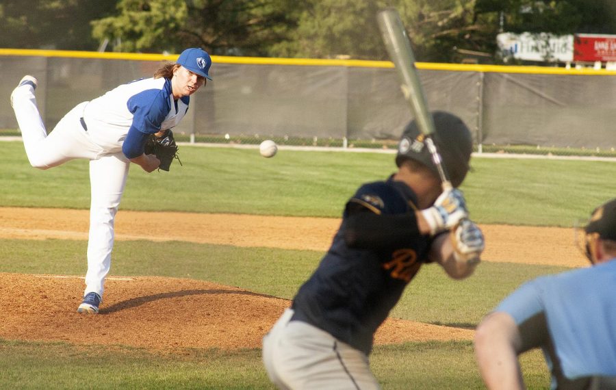 Eastern pitcher Hayden Birdsong releases a pitch against Murray State on April 22 at Laker Baseball Field in Mattoon. Birdsong pitched five innings of relief, allowing just one run while striking out a season-high nine batters. Eastern lost the game 17-10. 