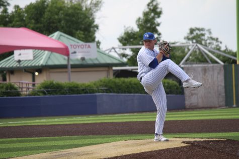 Trevor Nichols pitched five innings during the Panthers first game of the OVC Tournament against the Southern Illinois University Edwardsville Cougars in Lexington, KY. The Panthers lost 8-6 against the Courgars, closing out the season.