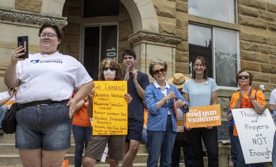 More than 60 people attended the March For Our Lives rally sponsored by the Coles County Democrats and Coles Progressives at the Coles County Courthouse on June 11.