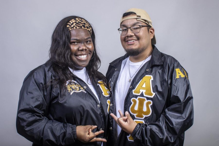 Alpha Psi Lambda’s Assistant Associate Member Educator Tyeisha Mosley (left), a senior education major, and President Luis Paniagua, a senior graphic major, are both beneficiaries of Alpha Psi Lambda’s fundraising efforts after being in a crash in late August.