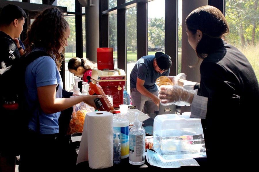 The Latin American Student Organization sold raspados and chicharrones to help fundraise for the year in the Doudna Fine Arts Center Thursday afternoon.