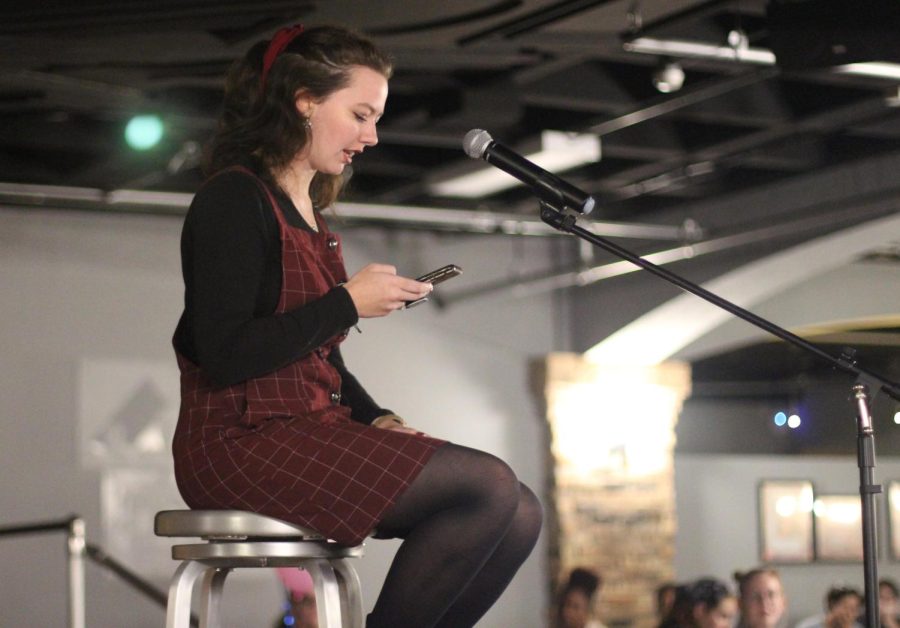 More than 15 students delivered poems during the Poetry Slam event in 7th Street Underground Thursday night.
