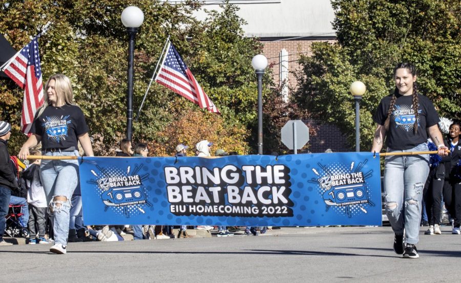 Many groups in the Charleston community walked in the 2022 Homecoming Parade throughout downtown Charleston like Easterns Panther Marching Band, Charleston High Schools Marching Band, several political organization group candidates, churches, Fair and Bagel Fest Queens, and more.