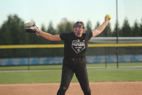 An Eastern pitcher pitches the ball during their game against Lake Land college Wednesday evening at the Williams Field.