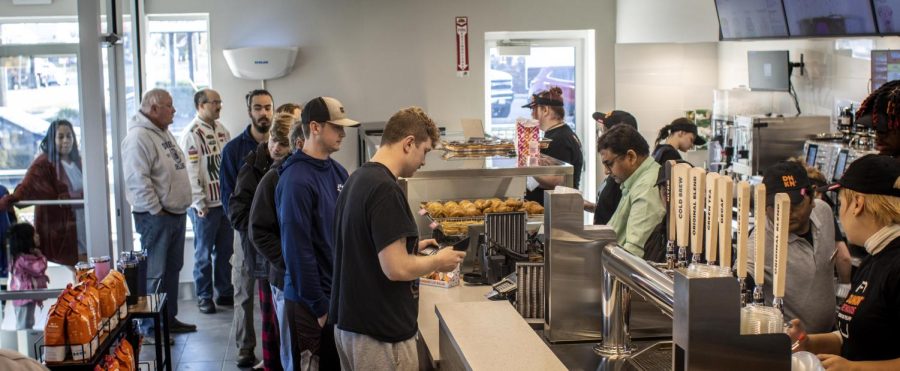 After being open for 30 minutes, Dunkin’ saw upward of 60 in-store customers as well as a steady stream of cars lining out of the drive thru queue during its opening Wednesday morning.