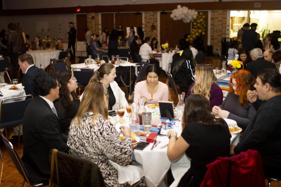 At the Dia De Los Muertos Gala, attendees were able to dress up, enjoy tacos and rice, watch a live percussion performance, and celebrate the lives of loved ones who have passed away in the Grand Ballroom of Martin Luther King Jr. University Union.