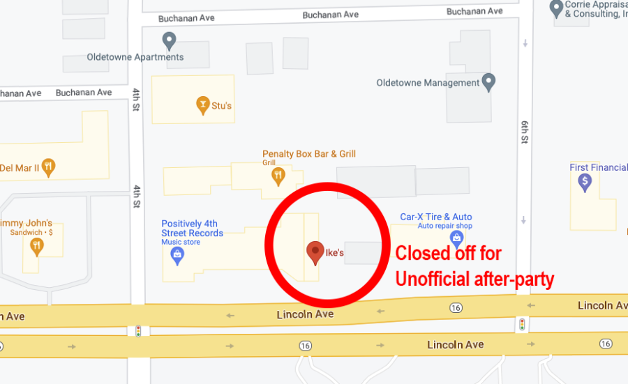 For business and customer safety, 200 feet south of the alleyway outside of Ikes on Lincoln Avenue will be blocked off by the Charleston Police Department on Mar. 4 for the Unofficial celebration.  