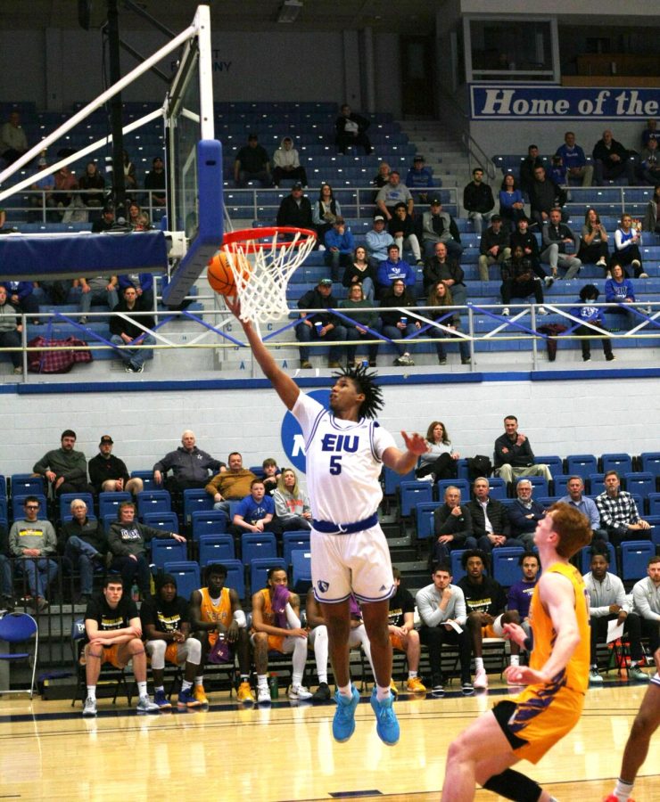 Eastern forward, Sincere Malone (5), attempts to make a layup against Tennessee Tech in Lantz Arena on Saturday. The Panthers lost 75-66.