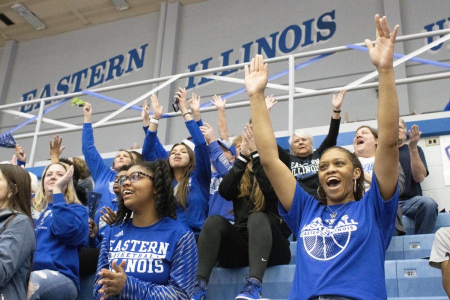 Fans of the Panthers mens basketball team fill the bleachers of Lantz Arena and cheer them on at their game vs. Tennessee Tech Saturday afternoon.