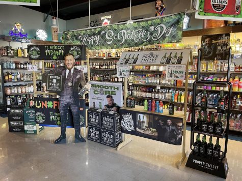 A Saint Patricks Day display of different kinds of alcoholic beverages was put out at Gateway Liquor.