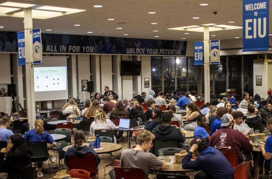 More than 50 students played Safety Bingo in Thomas Dining Monday night.