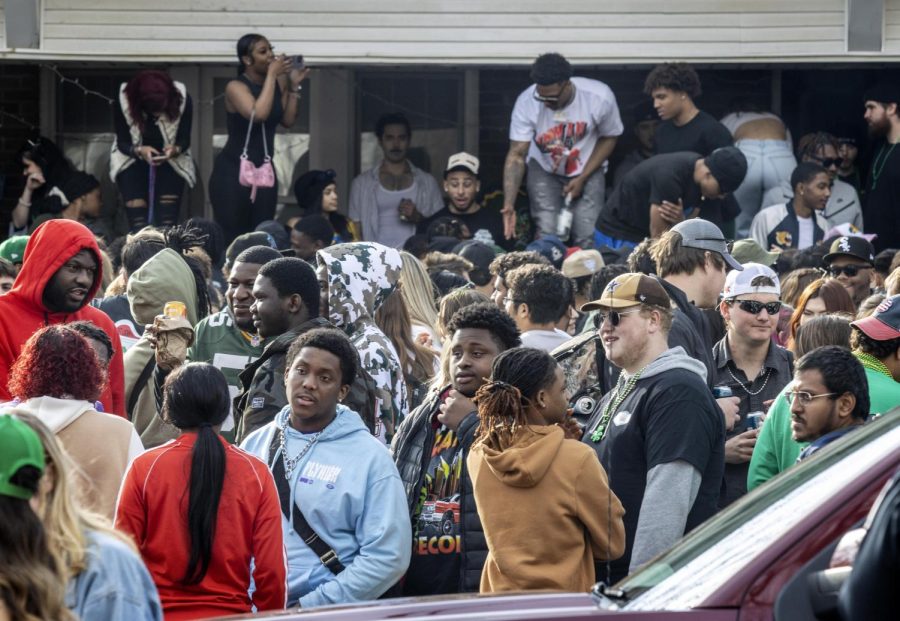 After being told to leave the third scheduled house party, partygoers walked down the street to another unaffiliated house party Saturday afternoon.