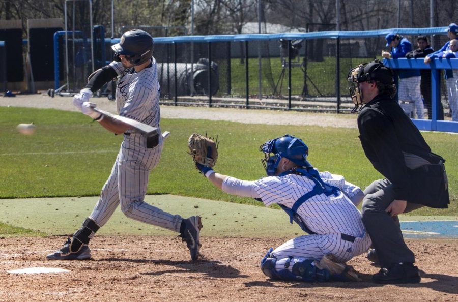 Jake DeFries, a graduate infielder for Butler University, swings at a pitch during the baseball game against Eastern at Coaches Stadium Sunday afternoon. The Panthers lost 6-5, and are now 15-8 in season play. The Bulldogs are 6-20 in season play.