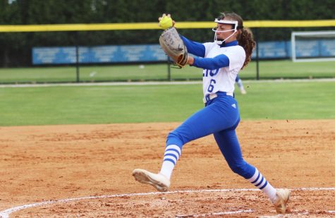 Eastern pitcher, Olivia Price (6), pitches to batters from Morehead on Williams Field on Saturday April 22, 2023.