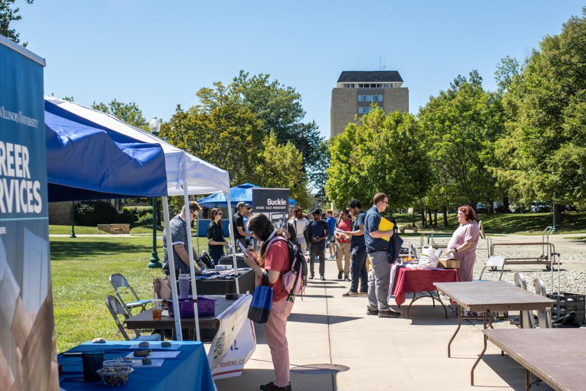 Eastern Illinois University Hosted job fair on campus near the library quad, which allows students to seek more information about current and future job opportunities on Thursday afternoon.