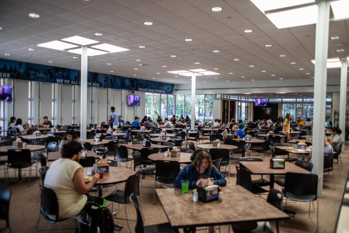 Students in South Quad Dinning eats during lunch hours on
Thursday afternoon