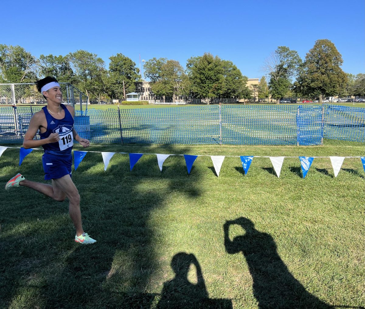 Fifth year runner Adam Swanson, runs to the finish line on Friday afternoon at the EIU Walt Crawford Open.