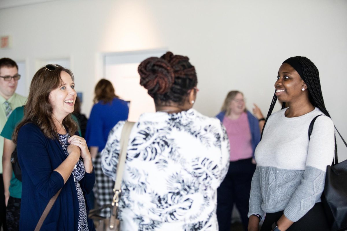 Career Services hosts a networking night at Tarble Art Center to help people network with employers and build relationships on Monday evening.