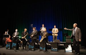 EIUs Jazz Ensemble finishes their performance at the Jazz Showcase with the final song of On Green Dolphin in Doudna Fine Arts Center Thursday evening.
