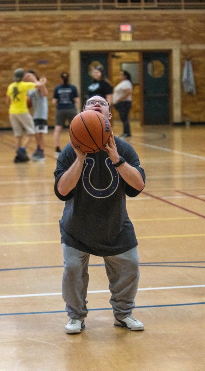 Best buddies hosted their weekly basketball practice where adults and students with disabilities from around the community are able to come play basketball in the McAfee Gym on Eastern Illinois University Campus Wednesday evening.