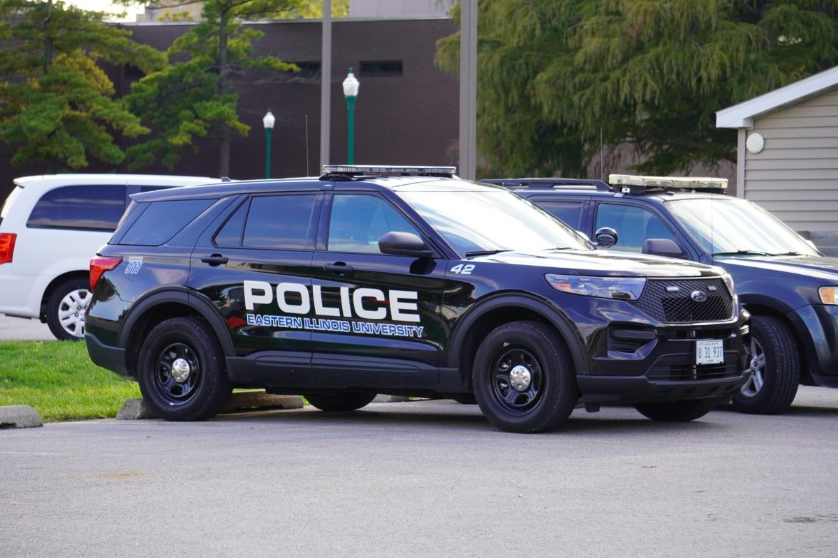 The Eastern Illinois University Police Departments newest patrol vehicle, Car 42, parked the EIU police station on Thursday, Sept. 28, 2023.