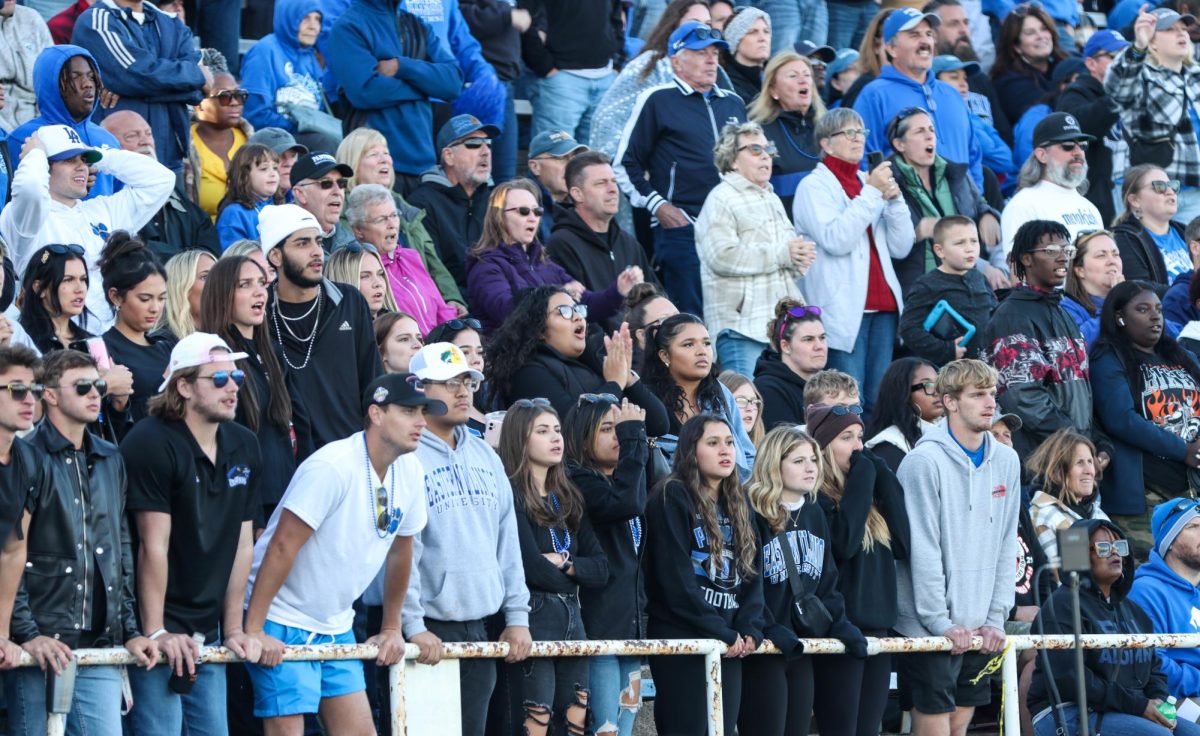 Eastern Illinois University Students are shocked after UT Martin field goal block that led to overtime during their Homecoming football game Saturday afternoon.