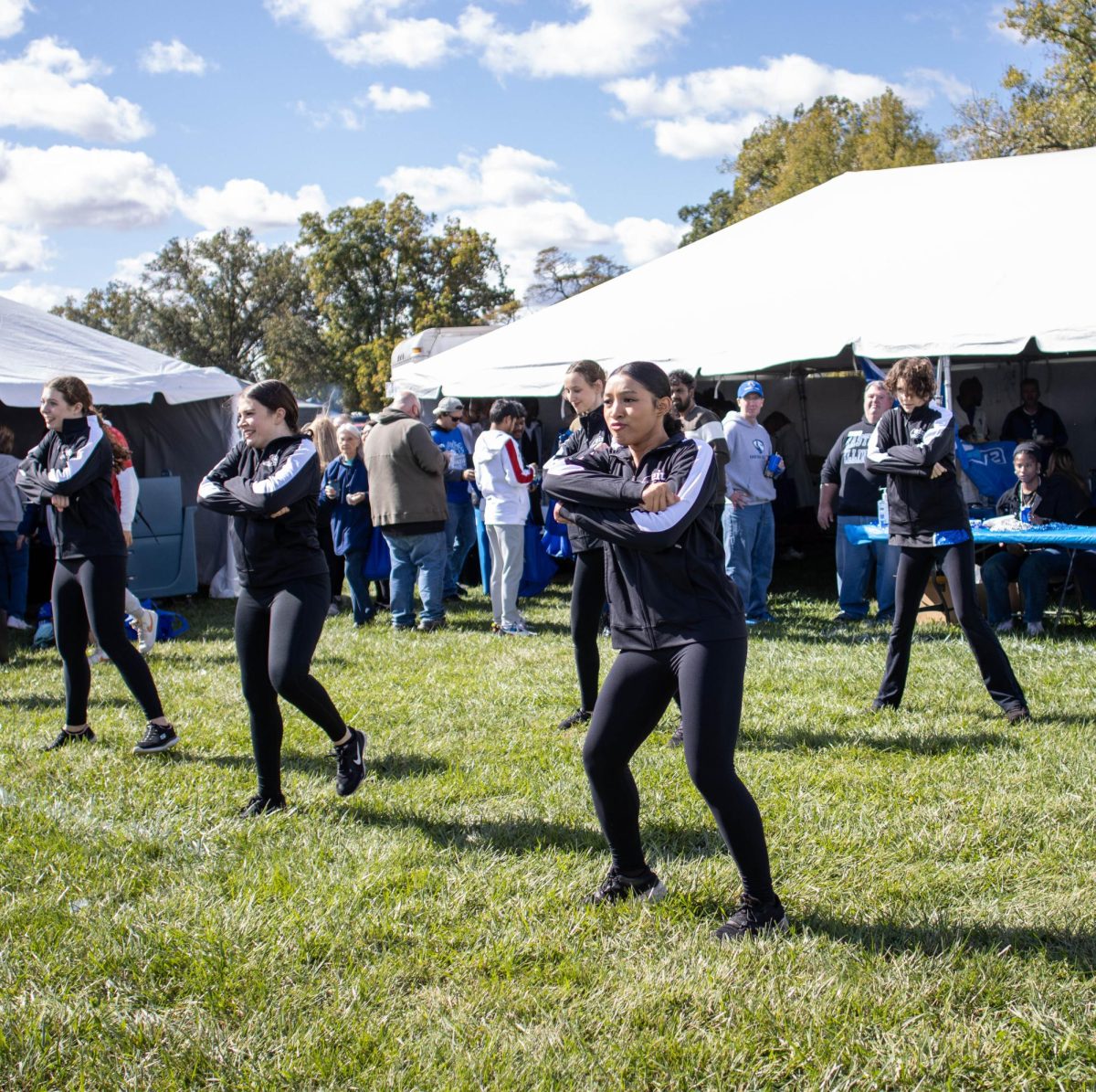 The EIU Dancers performs at tailgate during Homecoming at Eastern Illinois University campus behind O‘Brien Field Saturday afternoon.