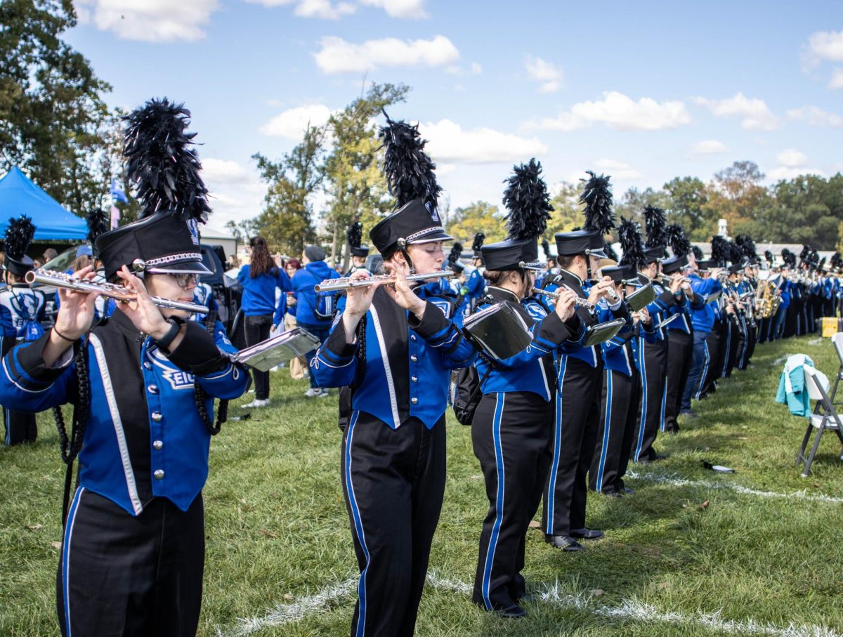Eastern Marching band Performs during Homecoming tailgate behind O‘Brien Field Saturday afternoon.