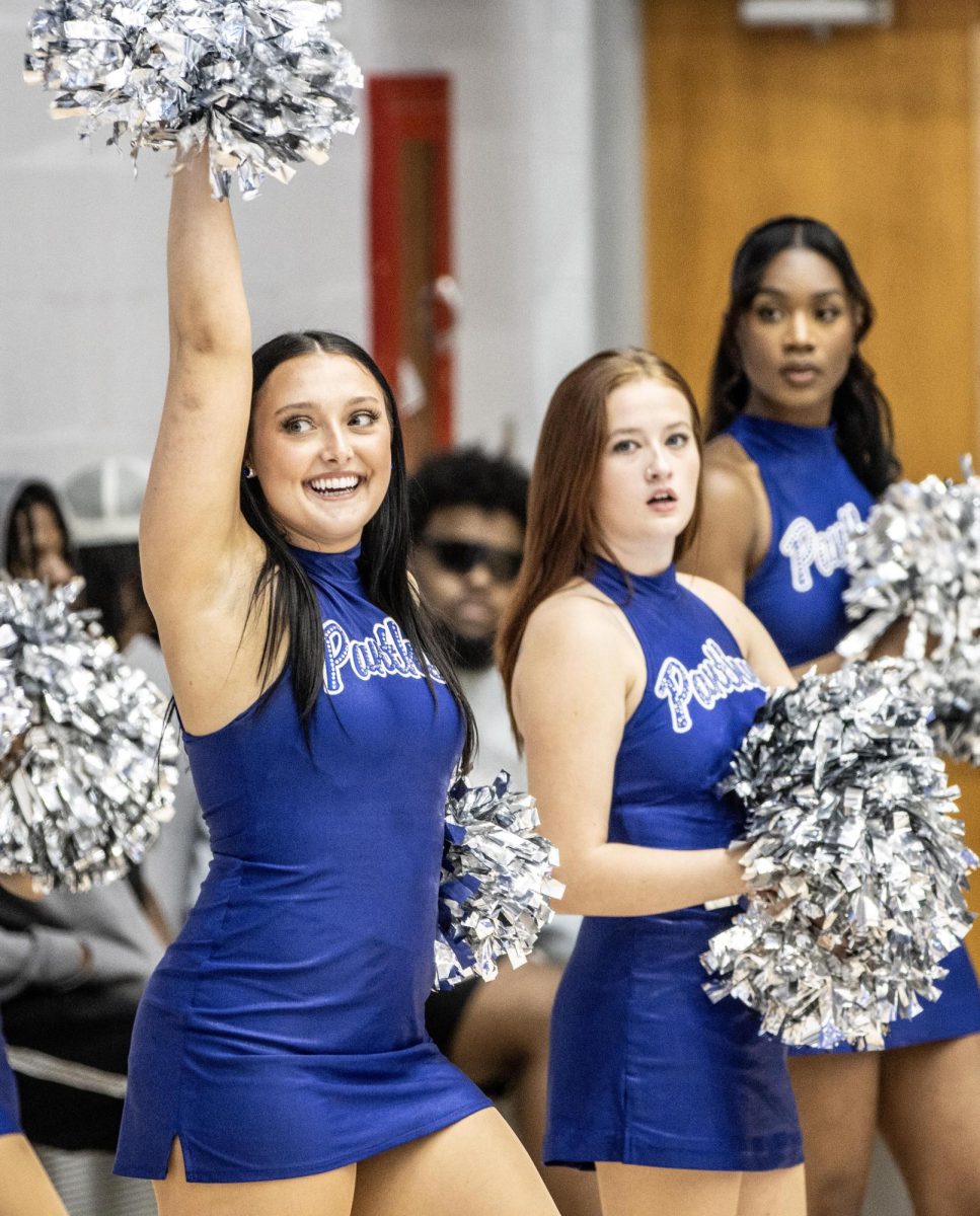Cheerleaders come out to Lantz Arena for Panther Primetime Tuesday night.