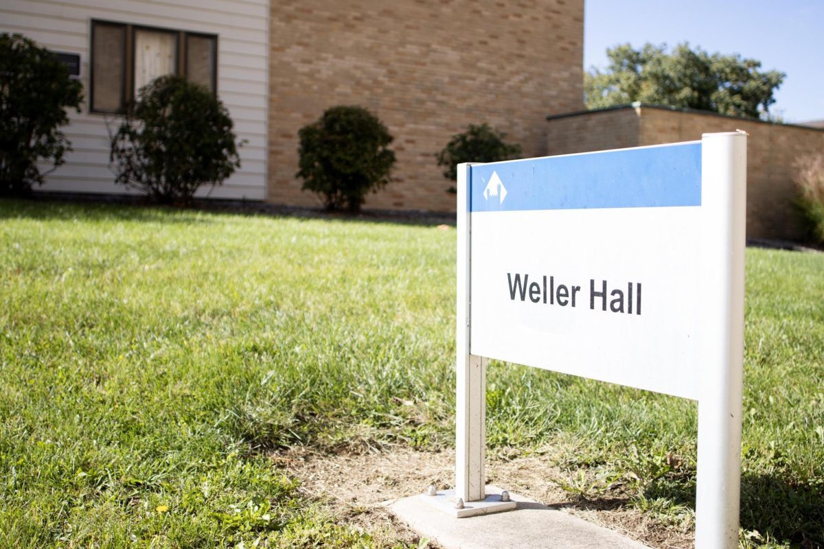 Weller Hall sign.