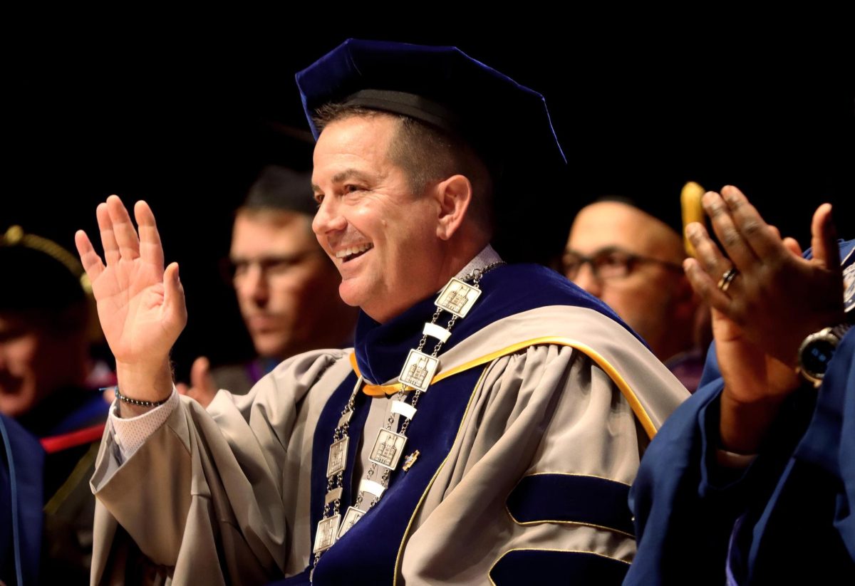 Jay Gatrell was formally inducted as Eastern’s thirteenth university president Wednesday in the Dvorak Concert Hall at the Doudna Fine Arts Center. Jay succeeds former University President David Glassman.  