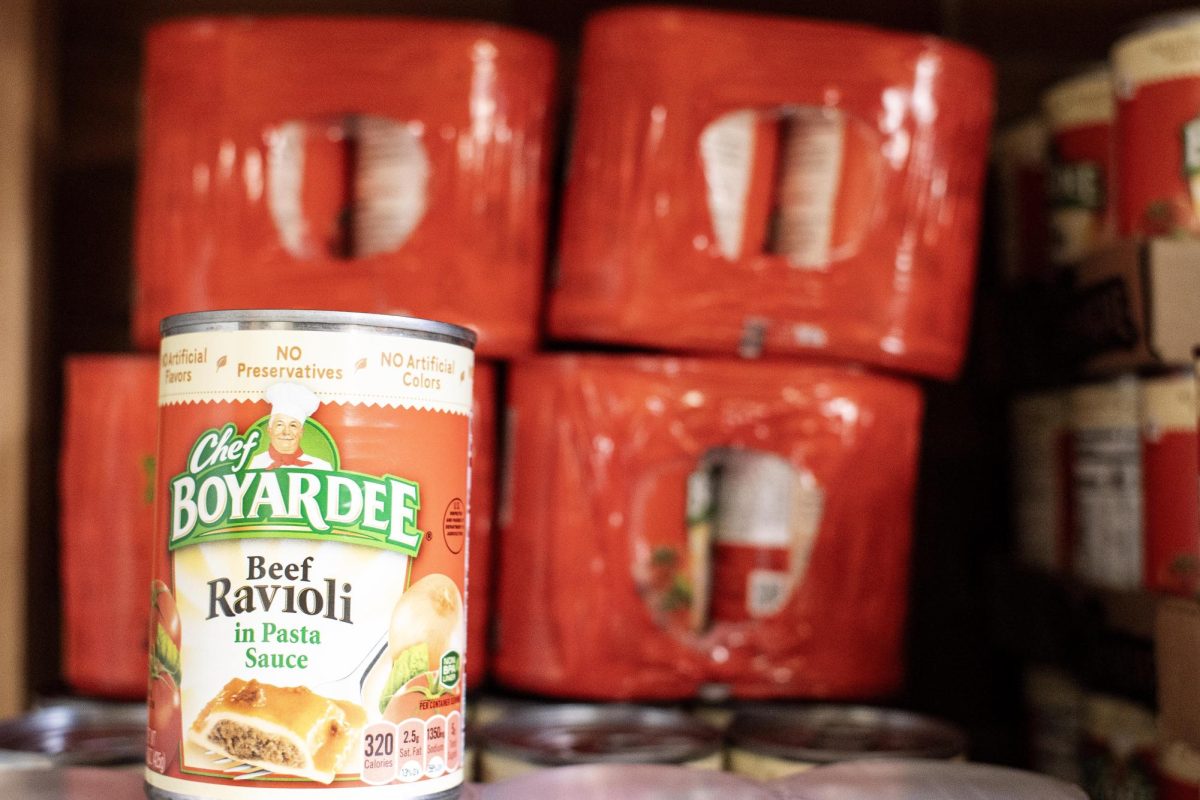 Ravioli is one of the many protein foods people can get at the Campus Food Pantry.