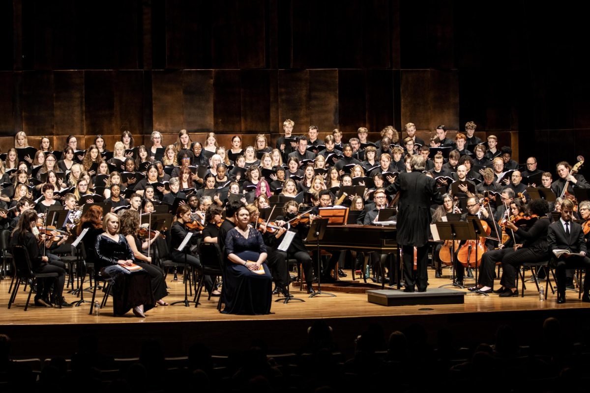 David Commanday directs a full orchestra for the Messiah performance, telling the story of Jesus life and death Friday night.