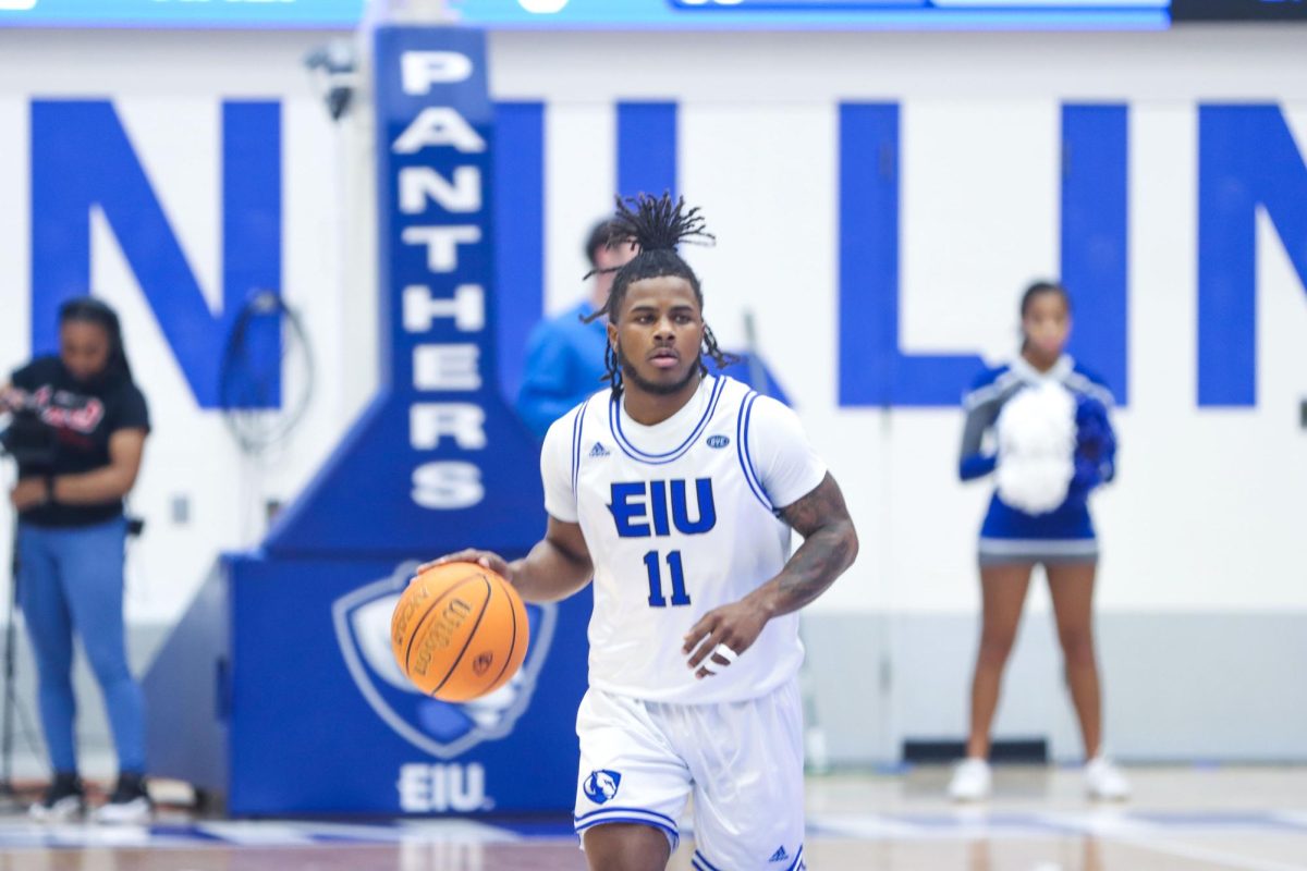 Senior guard Jordan Tiger Booker during the mens basketball game against Tennessee Tech Thursday night at Groniger Arena. The Panthers beat the Golden Eagles 68-59.