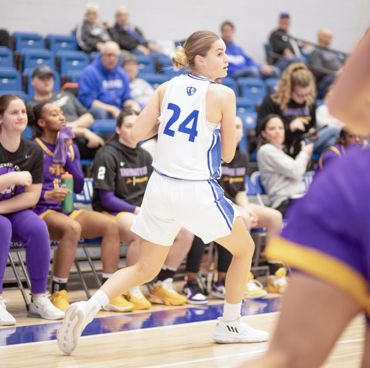 Ellie Buzzelle at the womens basketball. Eastern Illinois Pathers Vs Tennessee Tach Golden Eagles. During the final quater pathers pulled though to win 73-71 In Groniger Arena Thursday night.