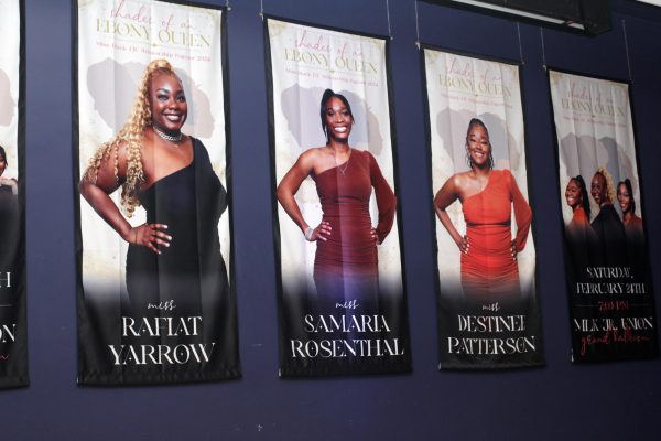 A poster of all three contestants of all three Miss Black EIU Pageant contestants Thursday in the Grand Ballroom.